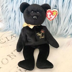 TY Beanie Baby, The End, Black, Bear,‎ Vintage, 1999, Very Nice Condition